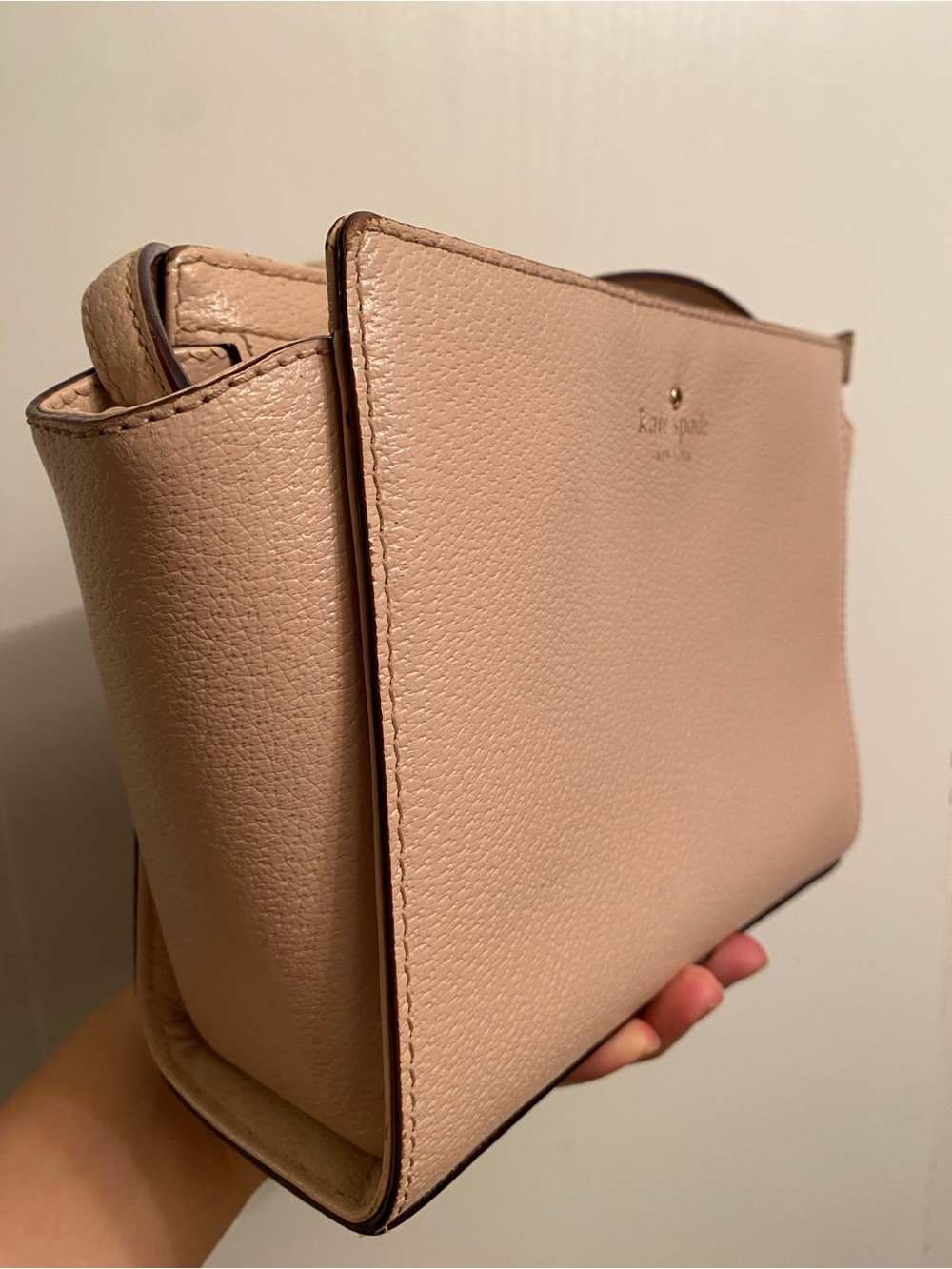 Kate Spade Blush Pink Leather Crossbody Bag with Adjustable Strap
